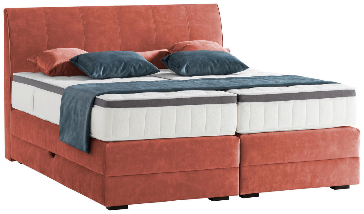BOXSPRINGBETT 160/200 cm  in Koralle  - Wengefarben/Koralle, KONVENTIONELL, Holz/Textil (160/200cm) - Novel
