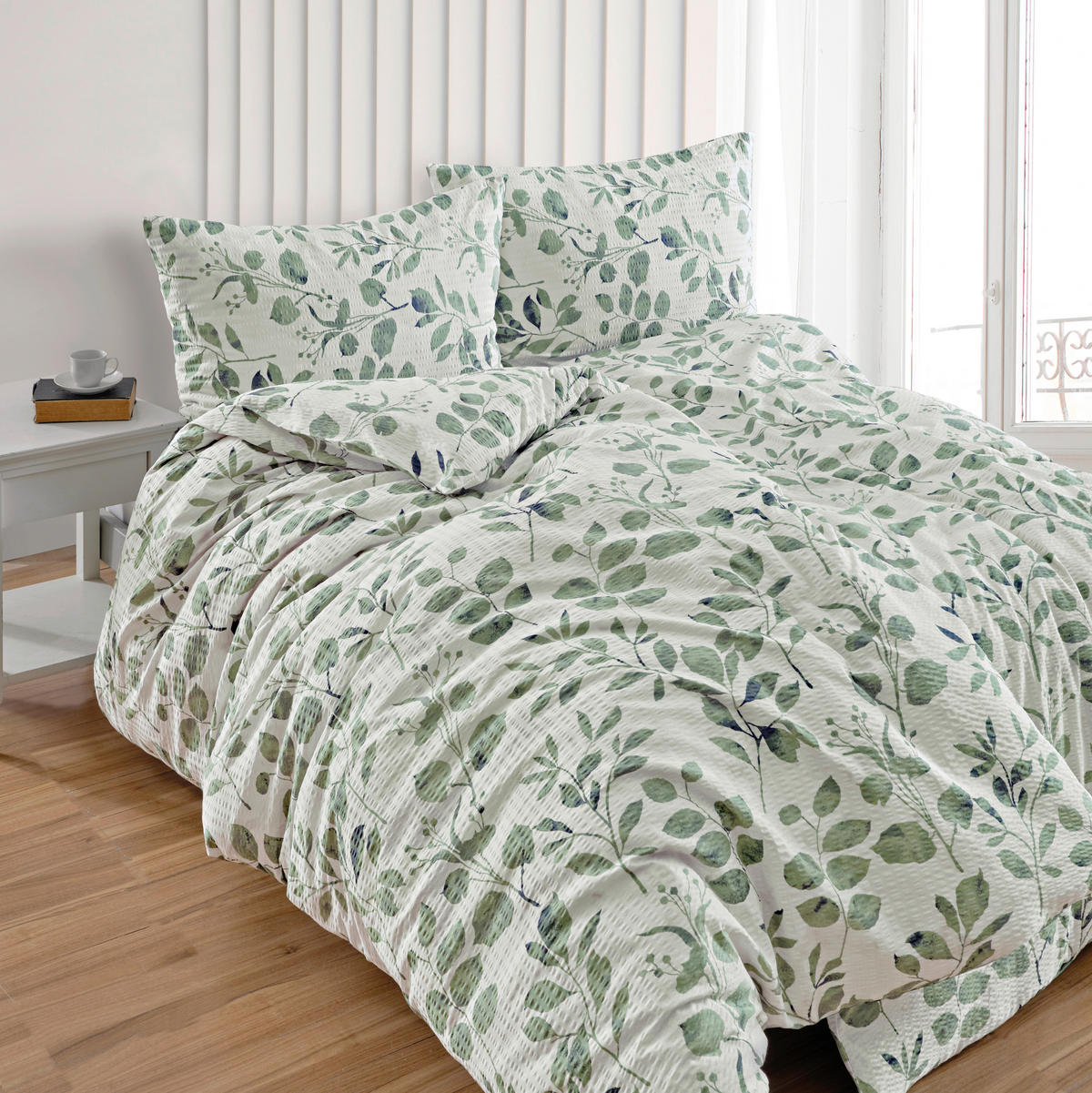 BETTWÄSCHE 4-teilig Seersucker 135/200 cm  - Salbeigrün, Basics, Textil (135/200cm) - Florella