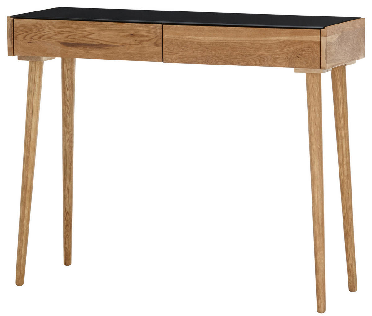 KONSOLENTISCH Eiche furniert Schwarz, Eichefarben  - Eichefarben/Schwarz, Natur, Glas/Holz (100cm)