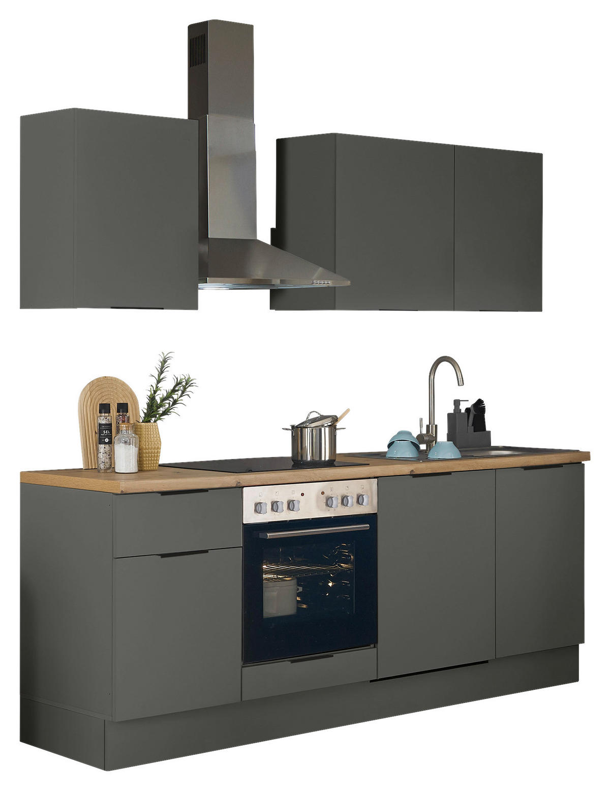 MODULKÖK UTAN VITVAROR   i grafitfärgad  - grafitfärgad/svart, Basics, metall/trämaterial (220/211/60cm) - Xora
