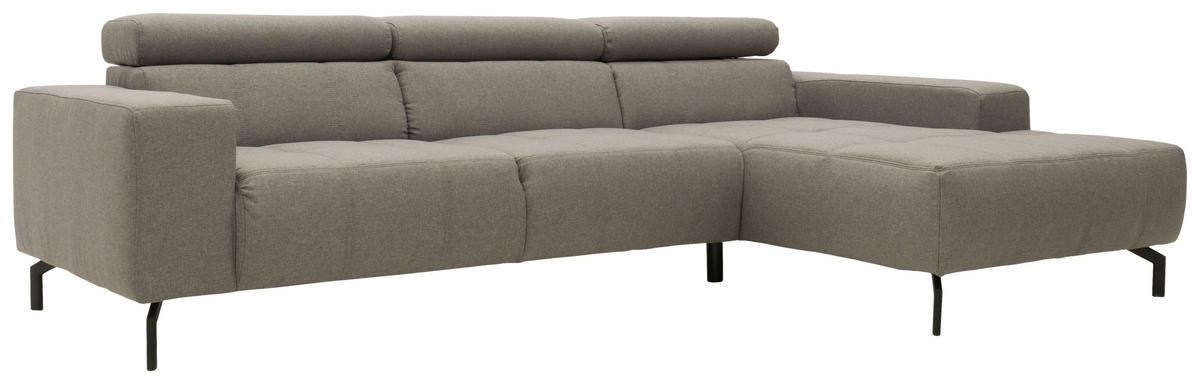 ECKSOFA in Webstoff Silberfarben  292/175 cm  - Silberfarben/Schwarz, Design, Textil/Metall (292/175cm) - MID.YOU