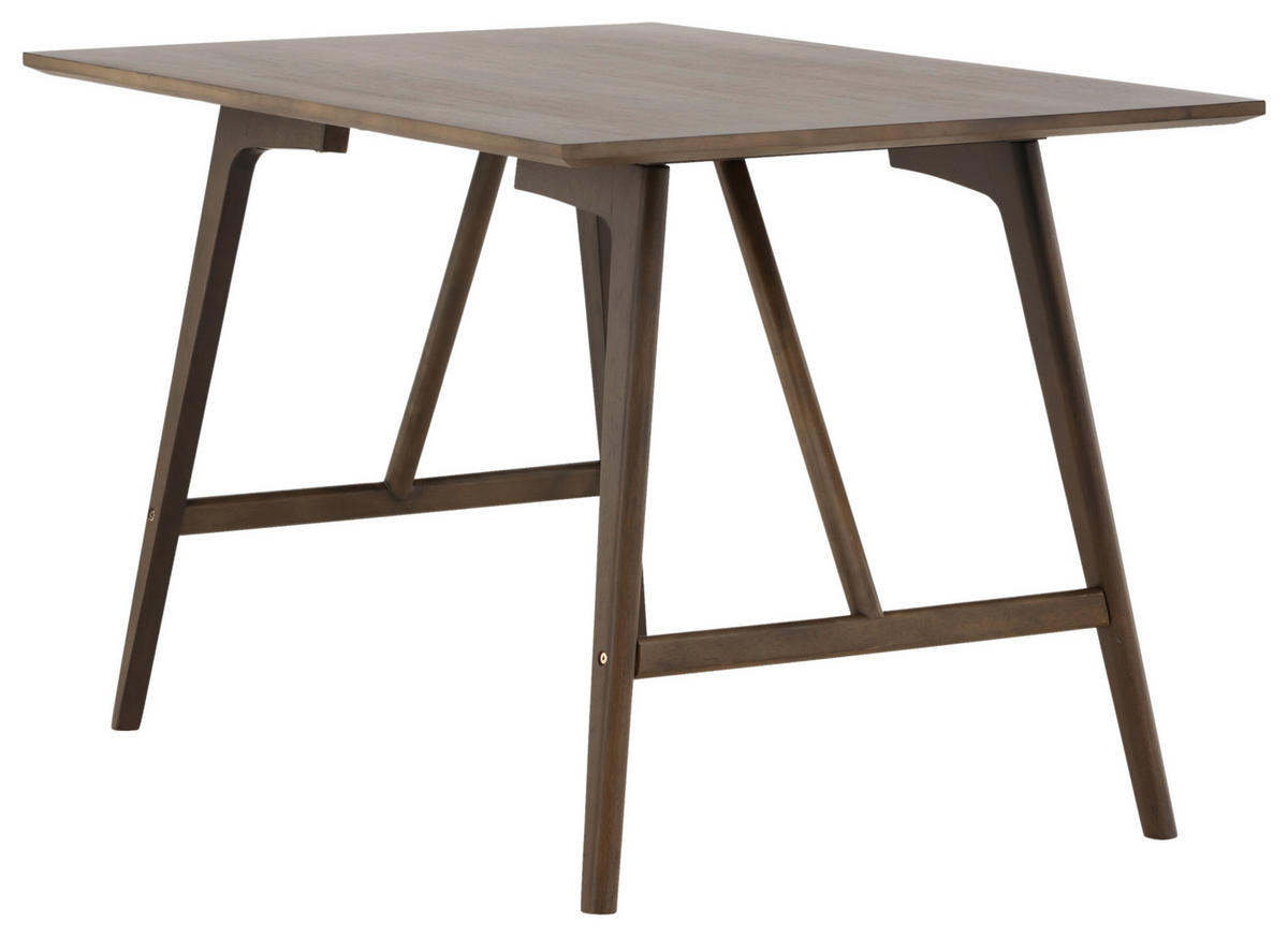 ESSTISCH Kautschukholz furniert, massiv rechteckig Dunkelbraun  - Dunkelbraun, Design, Holz/Holzwerkstoff (120/80/75cm) - Livetastic