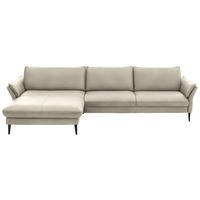 ECKSOFA inkl. Funktion BERN - Ecru/Schwarz, Design, Leder/Metall (172/334cm) - Hukla