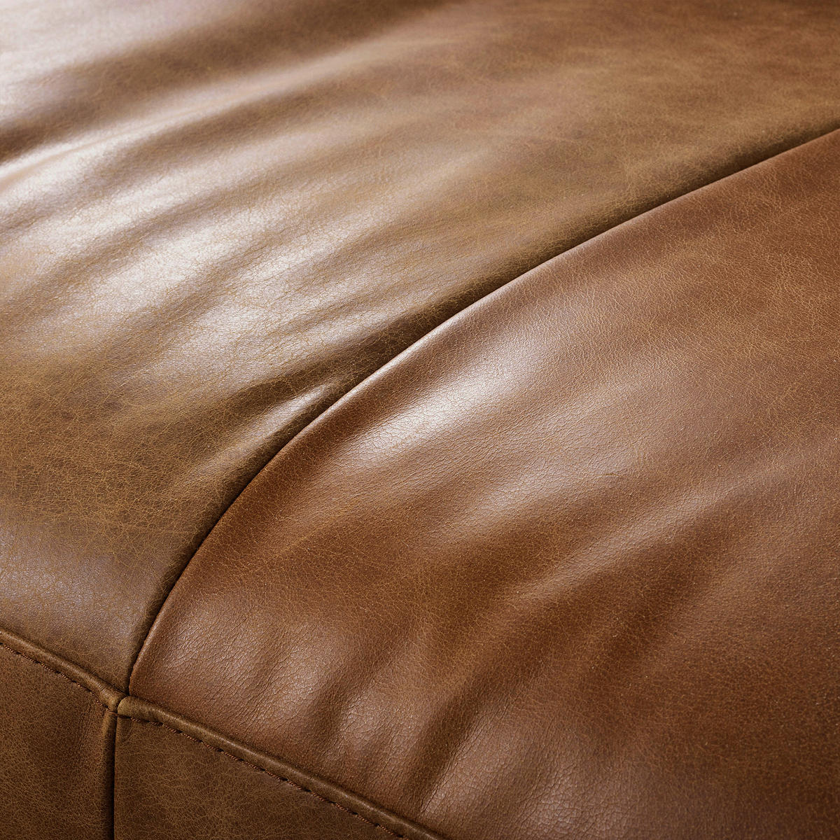 ECKSOFA in Echtleder Cognac  - Cognac/Schwarz, Design, Leder/Metall (172/313cm) - Livetastic