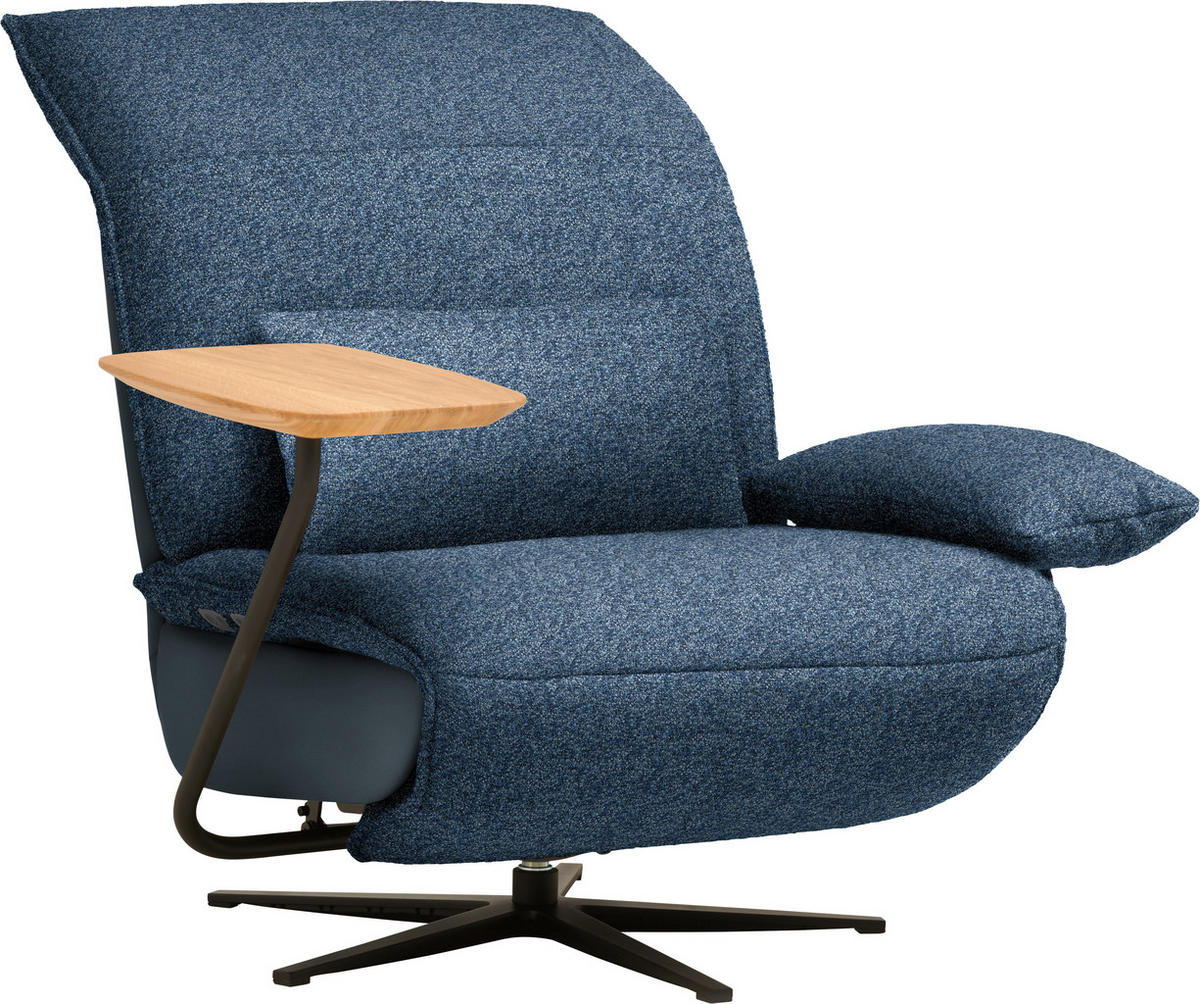 SESSEL Flachgewebe, Mikrofaser Blau  - Blau/Schwarz, Design, Textil/Metall (84/65/91cm) - Koinor