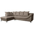 ECKSOFA Braun Struktur  inkl. Rückenkissen, Bettkasten, Schlaffunktion, Rücken echt, Liegefläche im Originalstoff  - Schwarz/Braun, KONVENTIONELL, Textil/Metall (194/274cm) - Carryhome