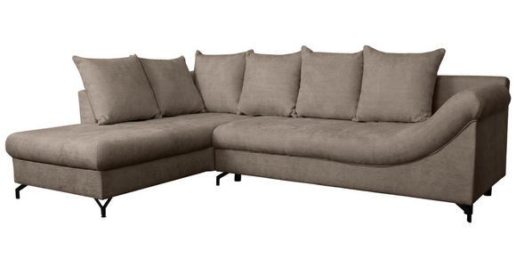 ECKSOFA Braun Struktur  inkl. Rückenkissen, Bettkasten, Schlaffunktion, Rücken echt, Liegefläche im Originalstoff  - Schwarz/Braun, KONVENTIONELL, Textil/Metall (194/274cm) - Carryhome