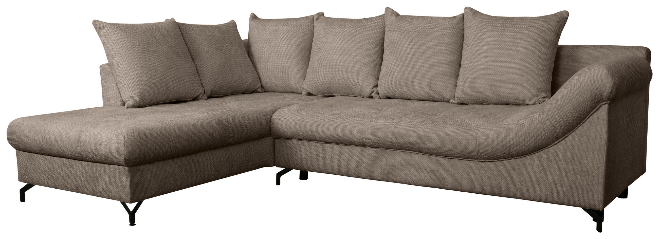 ECKSOFA Braun Struktur  - Schwarz/Braun, KONVENTIONELL, Textil/Metall (194/274cm) - Carryhome
