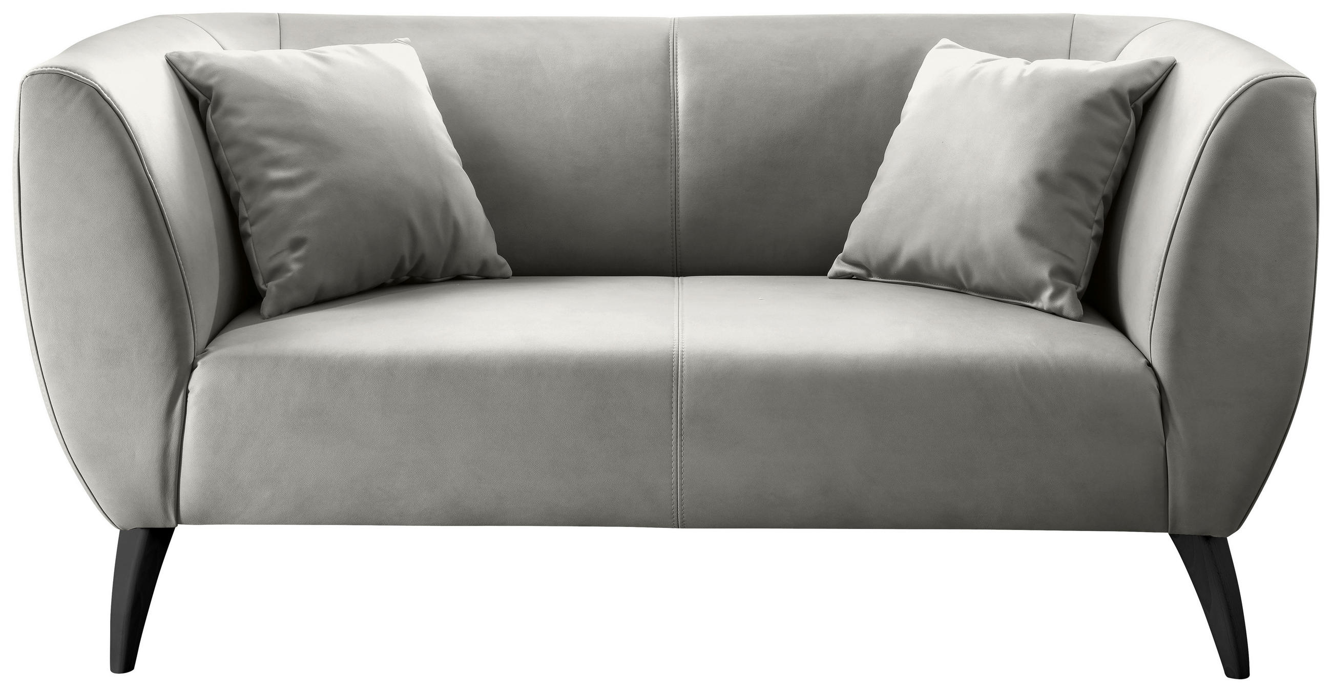 2-SITZER-SOFA in Lederlook Grau  - Schwarz/Grau, MODERN, Holz/Textil (172/83/88cm) - Livetastic