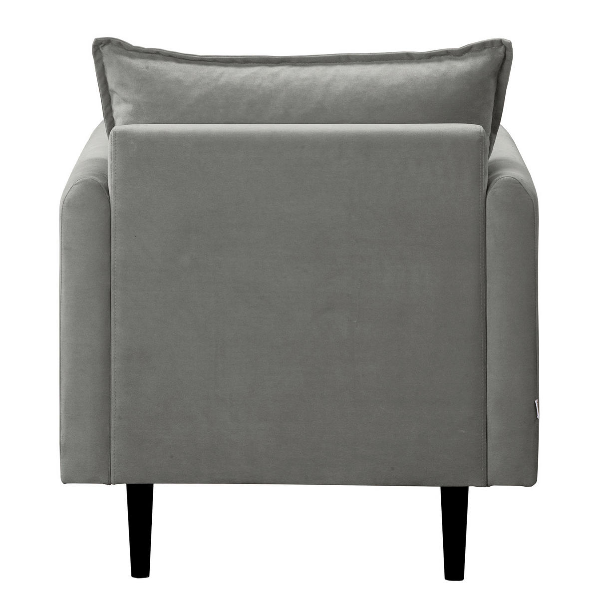 SESSEL in Samt Dunkelgrau  - Dunkelgrau/Schwarz, Design, Holz/Textil (74/86/100cm) - P & B