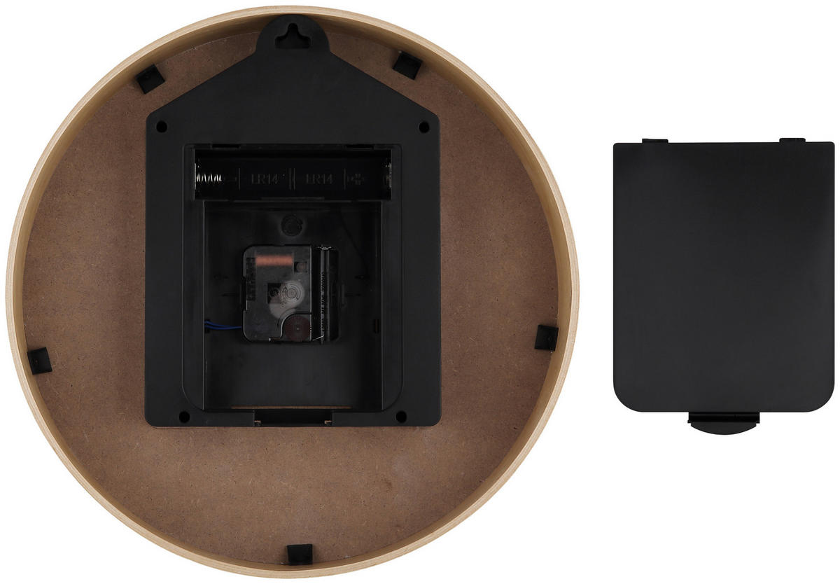 WANDUHR Naturfarben, Schwarz, Weiß  - Schwarz/Naturfarben, LIFESTYLE, Holz/Holzwerkstoff (31,5cm) - Novel