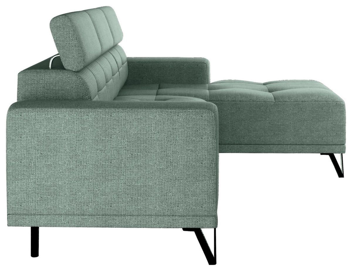 ECKSOFA Waldgrün Chenille  - Waldgrün/Schwarz, KONVENTIONELL, Textil/Metall (264/178cm) - Hom`in