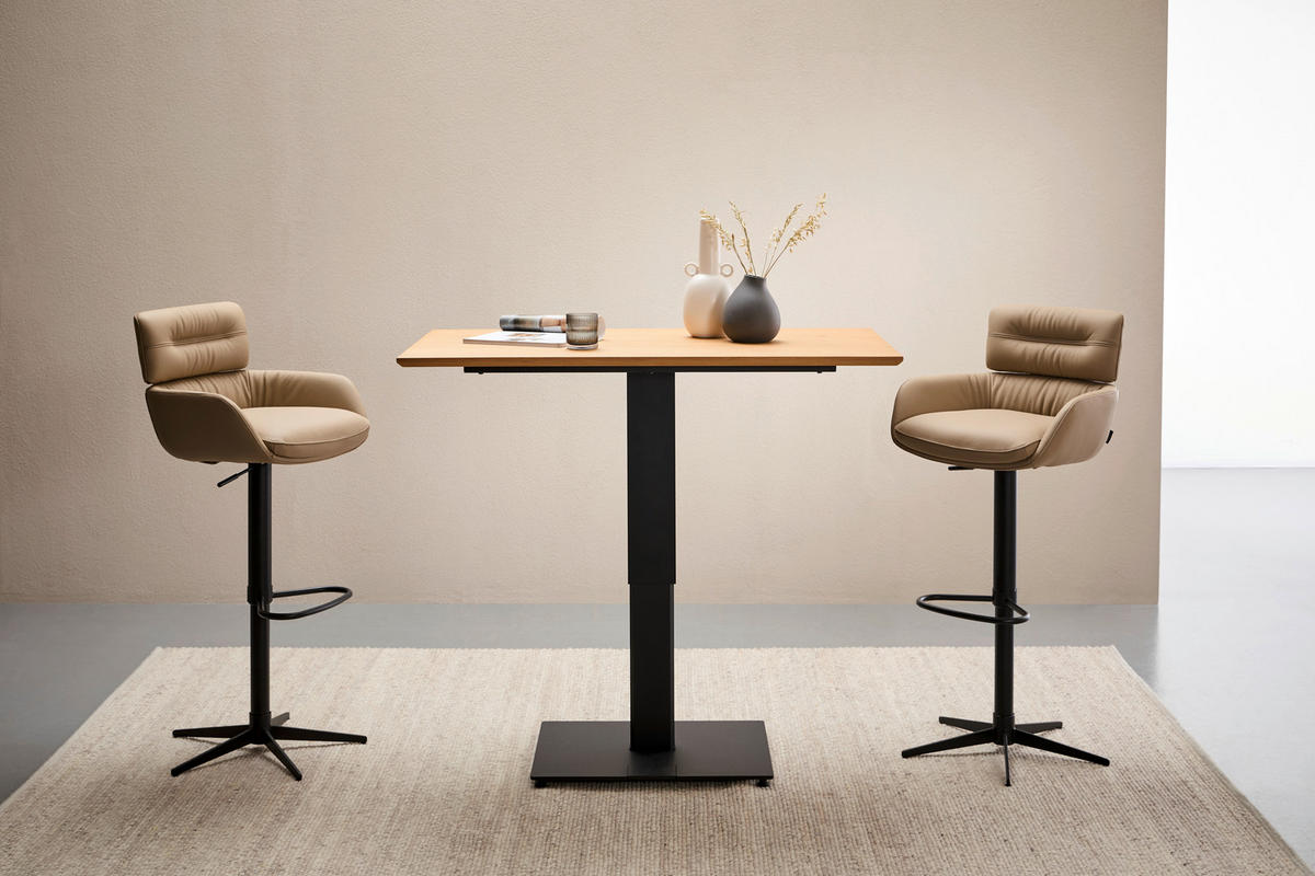 MATBORD i trä, metall, trämaterial 120/70/75-110 cm   - svart/ekfärgad, Modern, metall/trämaterial (120/70/75-110cm) - Valdera