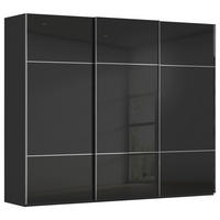 SCHWEBETÜRENSCHRANK 242/223/68 cm,  in Schwarz, 3 Tür(en)  - Chromfarben/Schwarz, KONVENTIONELL, Glas/Holzwerkstoff (242/223/68cm) - Novel