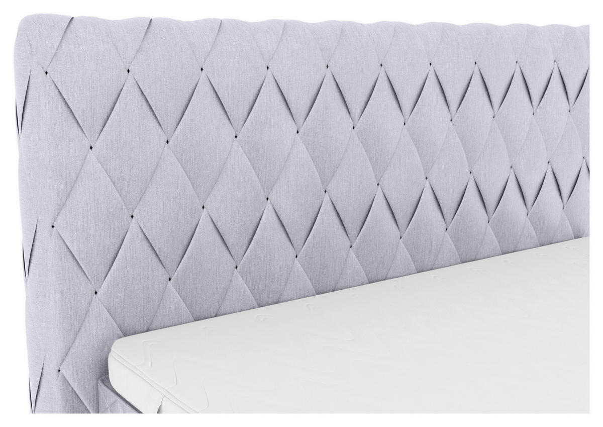 BOXSPRINGBETT 180/200 cm  in Hellgrau  - Hellgrau/Schwarz, Design, Textil/Metall (180/200cm) - Boxxx