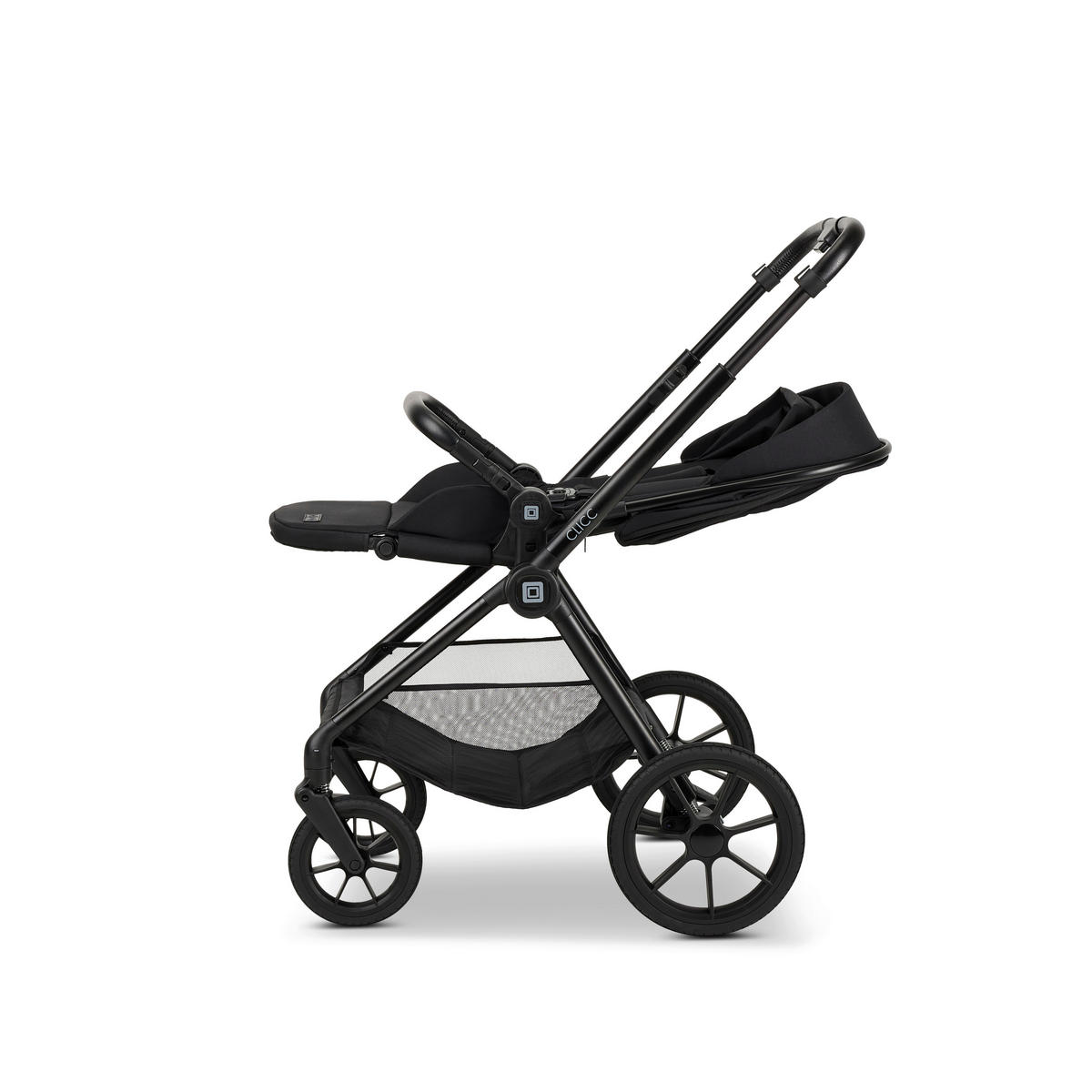 KINDERWAGENSET CLICC  - Schwarz, Basics, Textil/Metall (61/114/84cm) - Moon