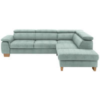 ECKSOFA Mikrofaser Mintgrün  - Eichefarben/Beige, Natur, Holz/Textil (273/226cm) - Beldomo System