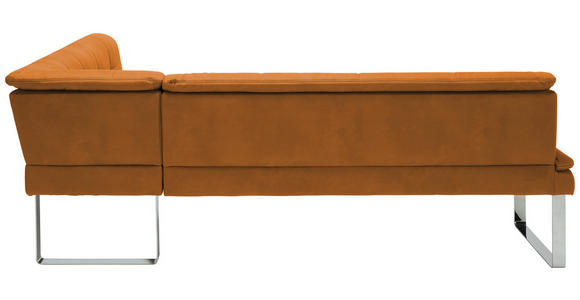 ECKBANK 213/154 cm in Gelb, Chromfarben - Chromfarben/Gelb, Design, Textil/Metall (213/154cm) - Novel