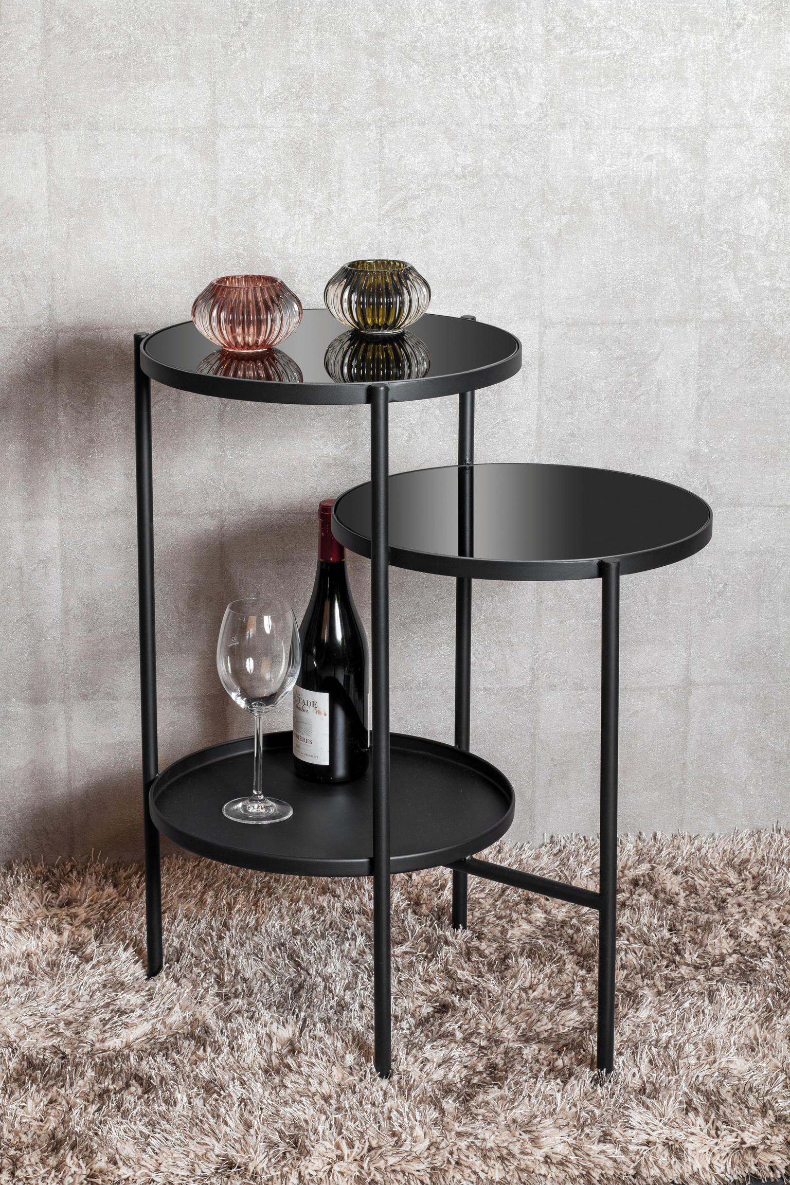 BEISTELLTISCH rund Schwarz - Einrichtungsbeispiel