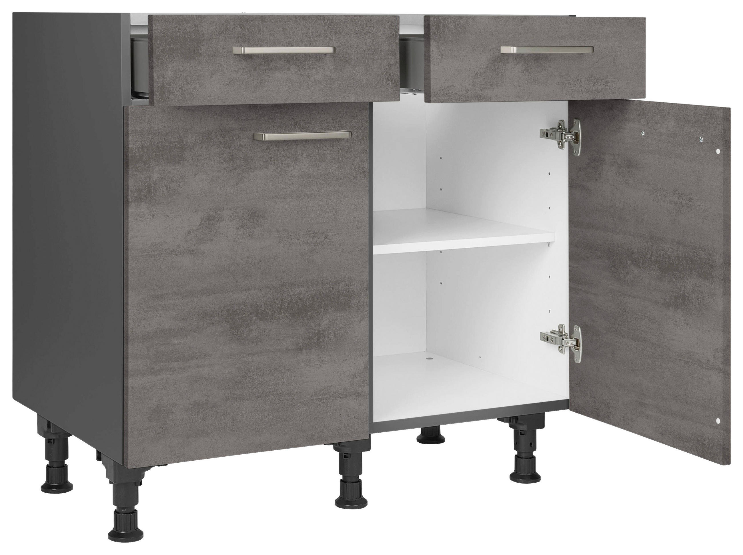 SCHUBKASTENUNTERSCHRANK 90/87/56 cm  in Schieferfarben  - Schieferfarben/Edelstahlfarben, MODERN, Holzwerkstoff/Metall (90/87/56cm) - Nobilia