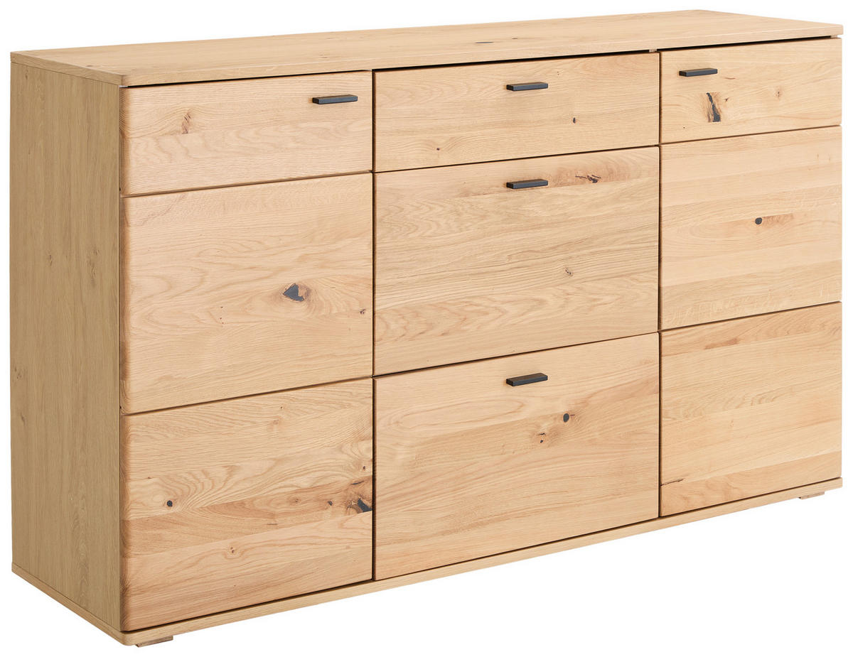 SIDEBOARD  in 150/90/44 cm  - Eichefarben/Schwarz, Natur, Holz/Holzwerkstoff (150/90/44cm) - Hom`in