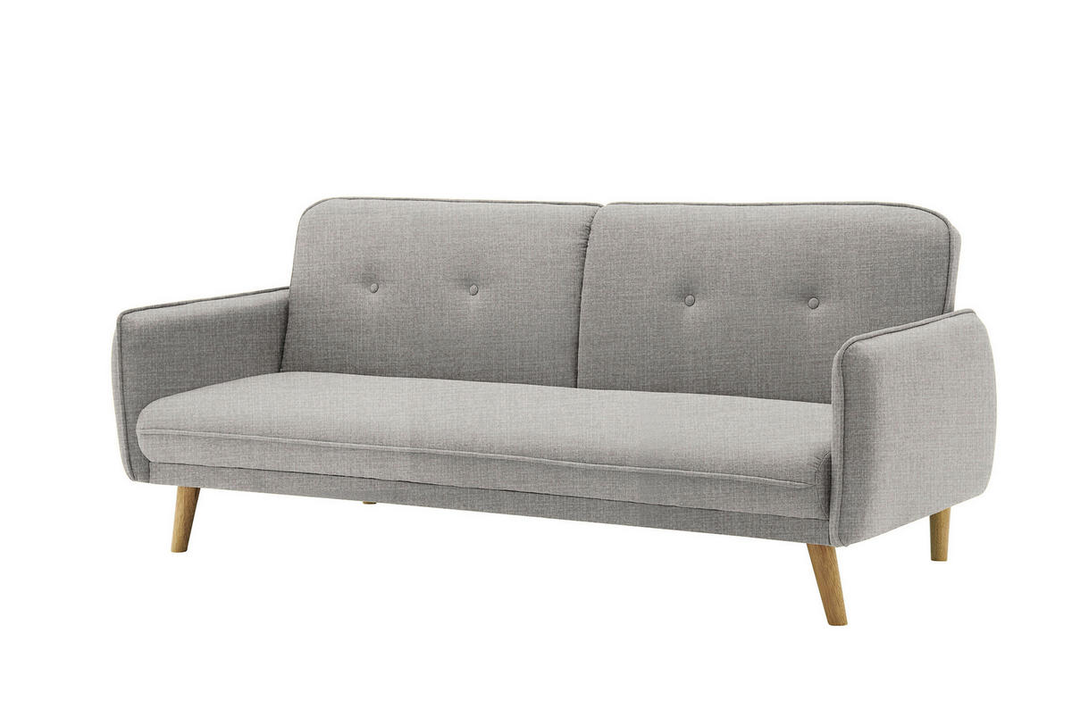 3-SITZER-SOFA in Struktur Hellgrau  - Hellgrau/Naturfarben, MODERN, Holz/Textil (188/80/85cm) - Livetastic