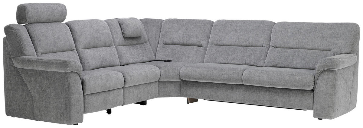 ECKSOFA in Chenille Grau  - Schwarz/Grau, Konventionell, Kunststoff/Textil (252/282cm) - Himolla