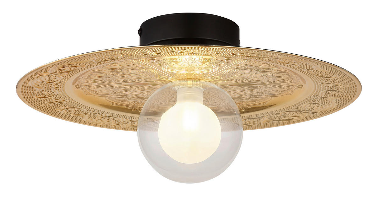 DECKENLEUCHTE  33/15 cm    - Klar/Goldfarben, Basics, Glas/Kunststoff (33/15cm) - Globo