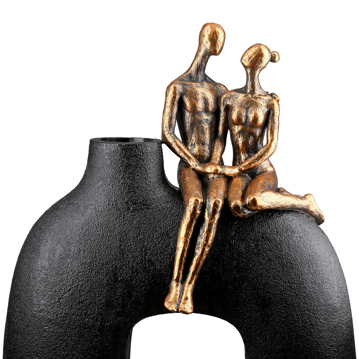 DEKOVASE  - Schwarz/Bronzefarben, LIFESTYLE, Kunststoff (23/25,5/12cm)