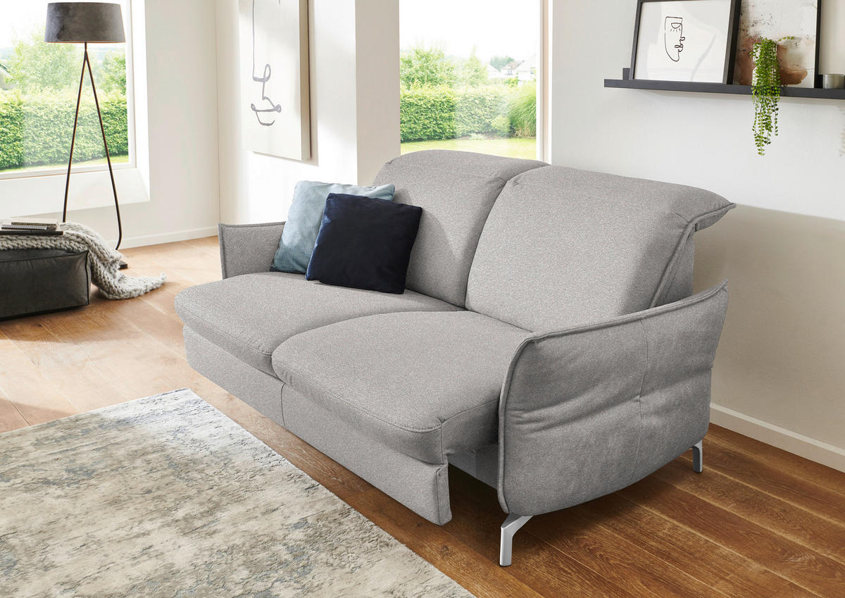 2,5-SITZER in Chenille Grau, Weiss  - Weiss/Grau, Modern, Textil/Metall (185/89/109cm) - Livetastic