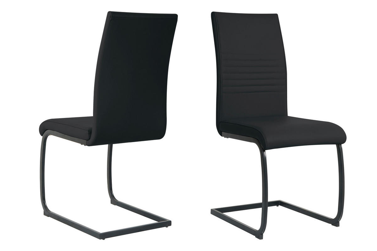STUHL-SET 2 Stück  in Lederlook  - Schwarz, Design, Kunststoff/Textil (42/97/59cm) - Livetastic
