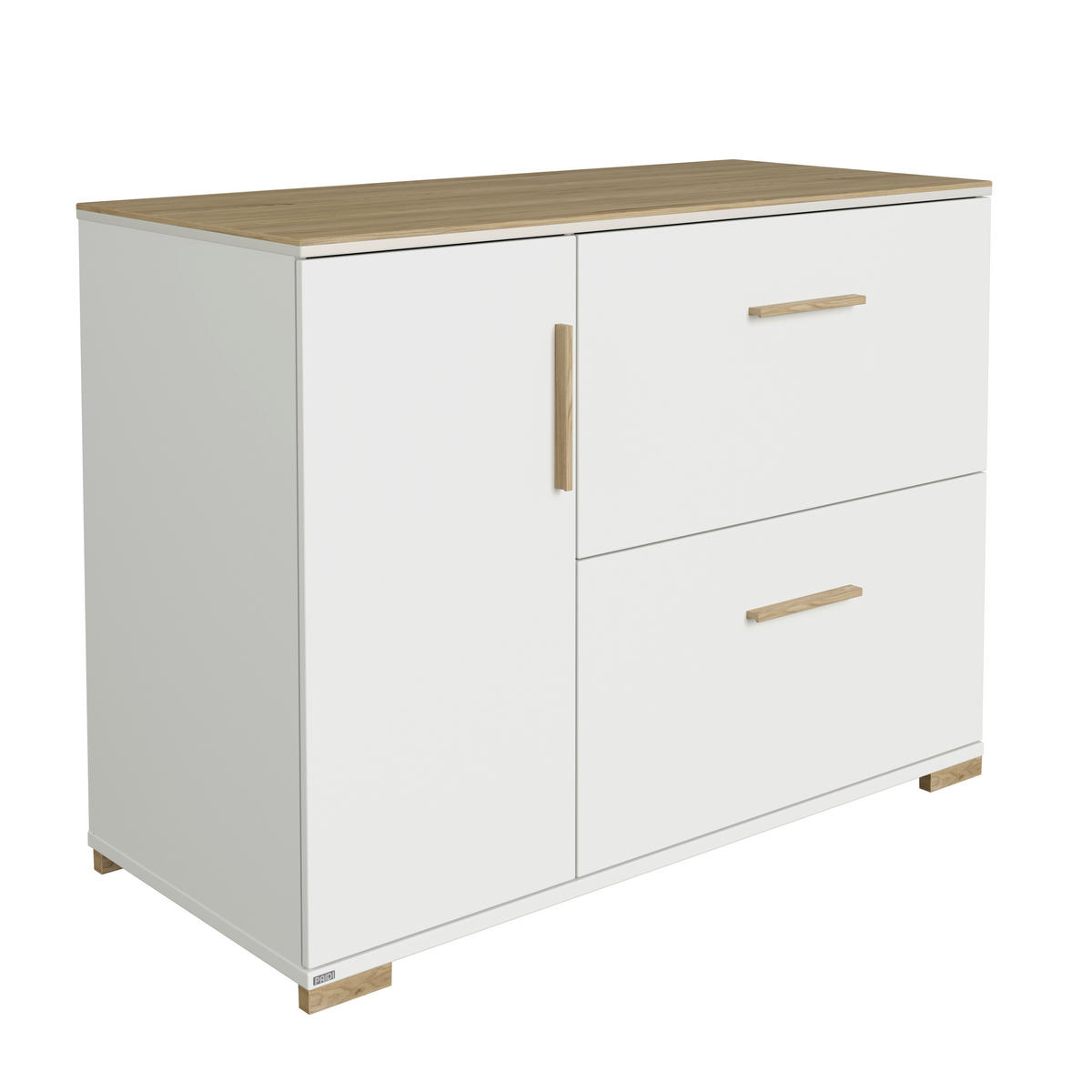 KOMODA ZA PREVIJANJE  Enie  - bijela/boje hrasta, Basics, drvni materijal (123,50/92,10/55,60cm) - Paidi