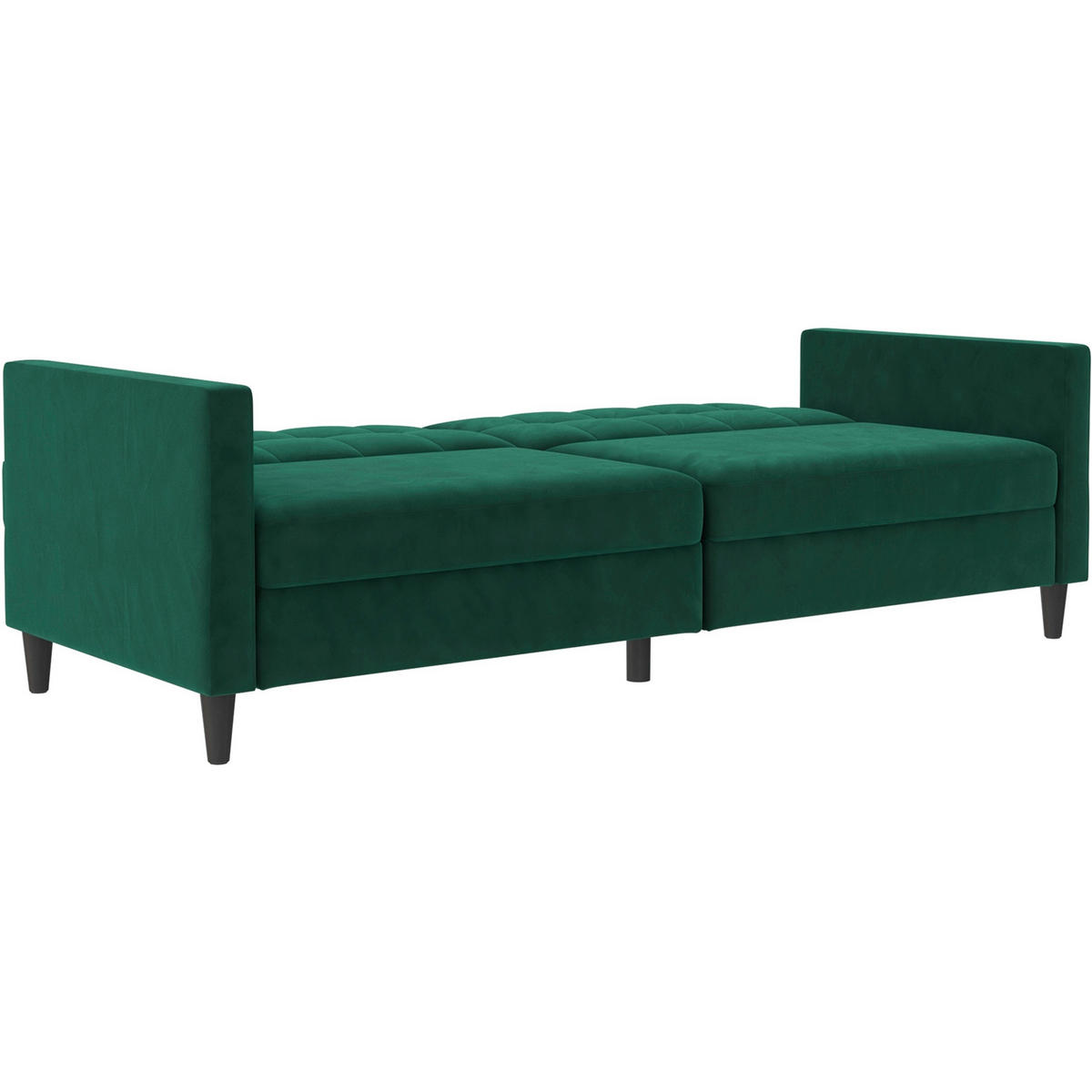 SCHLAFSOFA HANNOVER in Samt Dunkelgrün Vintage, Skandinavisch, Modern  - Dunkelgrün/Schwarz, Basics, Kunststoff/Textil (203/82/83cm) - Livetastic