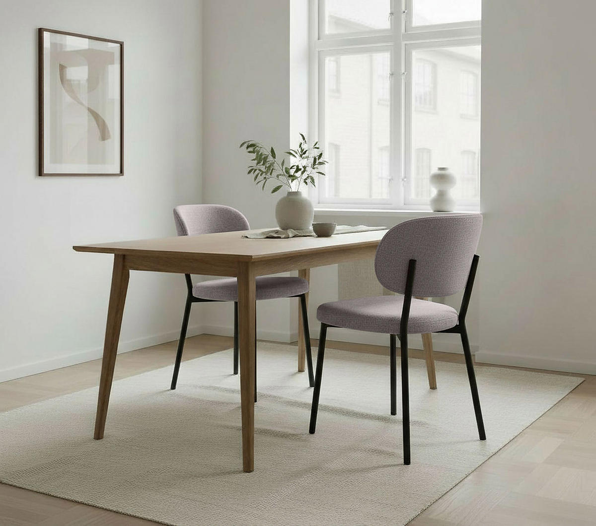 STUHL-SET 2 Stück  in Chenille  - Sandfarben/Schwarz, MODERN, Textil/Metall (52,5/81,2/48cm) - Livetastic