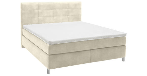 BOXSPRINGBETT 180/200 cm in Creme - Chromfarben/Creme, KONVENTIONELL, Kunststoff/Textil (180/200cm) - Voleo