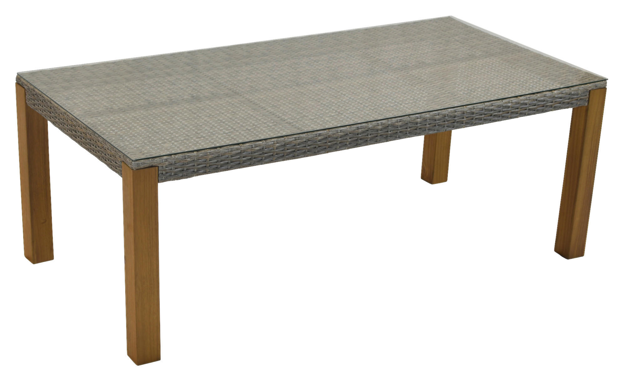 GARTENTISCH 200/100/74 cm Metall, Kunststoff rechteckig  - Beige/Naturfarben, MODERN, Glas/Holz (200/100/74cm) - Gardenson