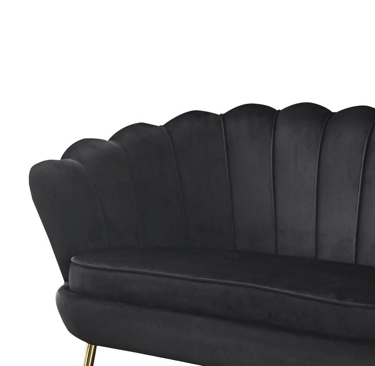 2-SITZER-SOFA in Samt Schwarz  - Goldfarben/Schwarz, MODERN, Textil/Metall (136/78/77cm) - Livetastic