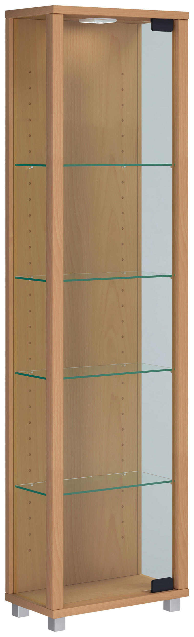 VITRINA, barve bukve - črna/barve bukve, Design, umetna masa/steklo (33/113/18cm) - MID.YOU