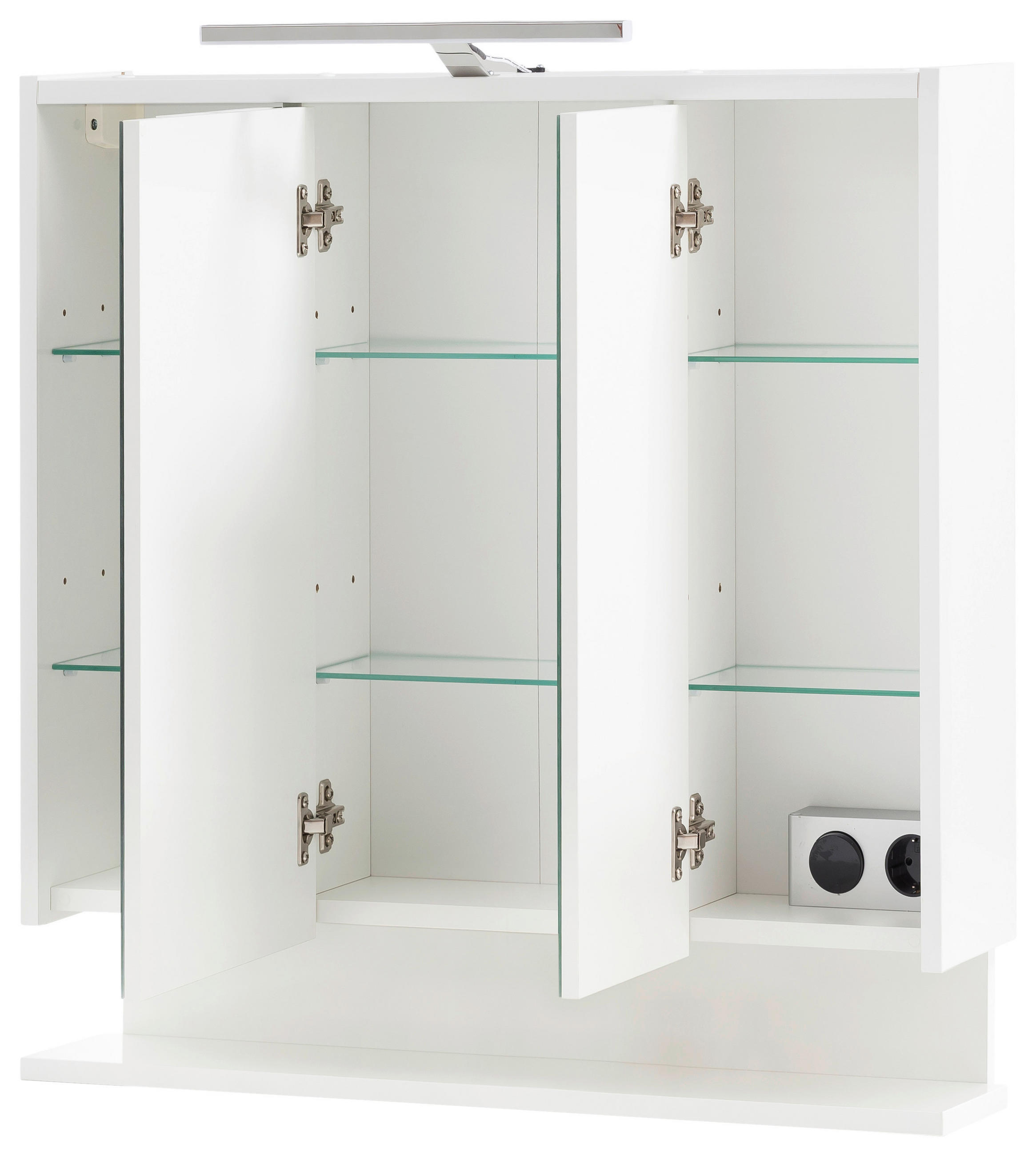 MID.YOU SPIEGELSCHRANK Weiß, Weiß Hochglanz 65cm × 16cm × 71cm