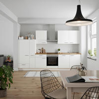 KÜCHENBLOCK Touch 330 cm  in Weiß, Eichefarben  - Edelstahlfarben/Eichefarben, MODERN, Holzwerkstoff/Metall (330cm) - Nobilia