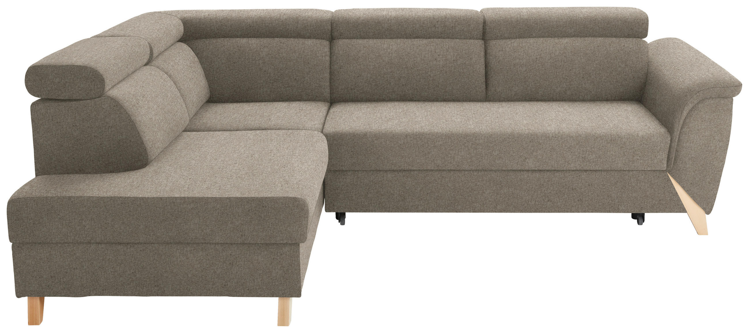 ECKSOFA in Struktur Greige  200/265 cm  - Greige/Naturfarben, KONVENTIONELL, Holz/Textil (200/265cm) - Stylife