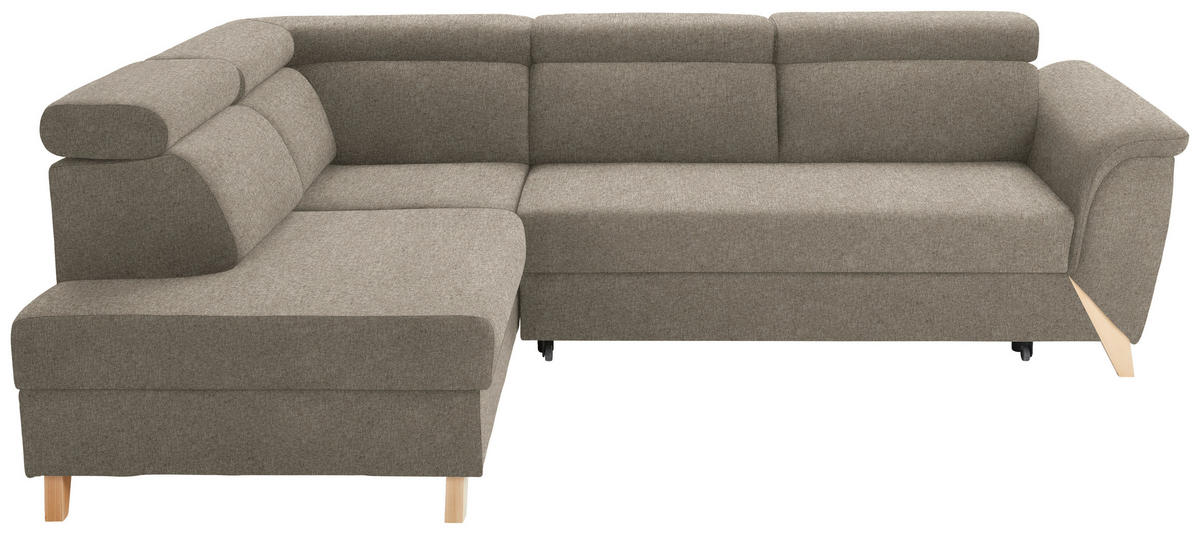 ECKSOFA in Struktur Greige  200/265 cm  - Greige/Naturfarben, KONVENTIONELL, Holz/Textil (200/265cm) - Stylife
