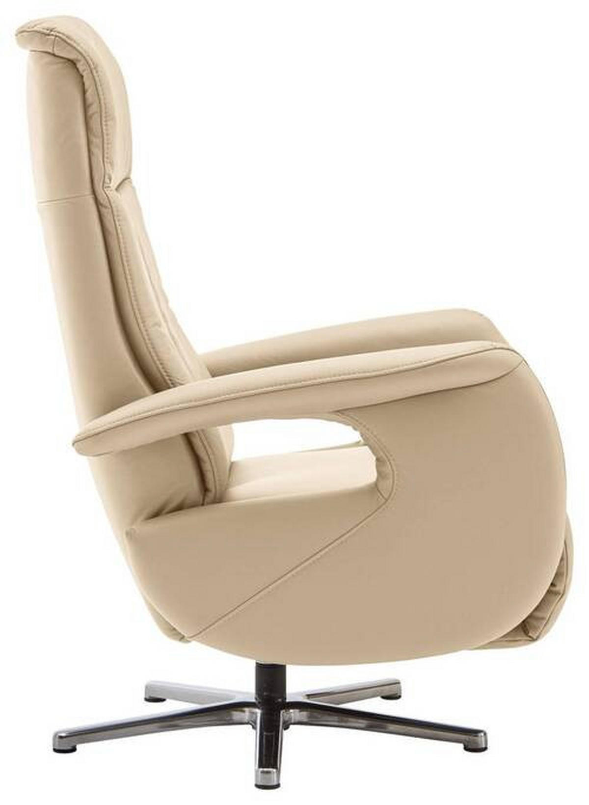 RELAXSESSEL Echtleder Relaxfunktion, Kopfteilverstellung    - Chromfarben/Beige, Design, Leder/Metall (71/110/83cm) - Beldomo Speed