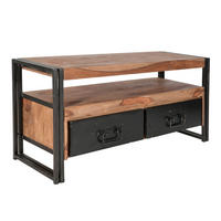 LOWBOARD  112/55/40 cm 2 Schublade(n) Typenauswahl, Beimöbel erhältlich, stehend  - Schwarz/Naturfarben, Design, Holz/Metall (112/55/40cm) - MID.YOU