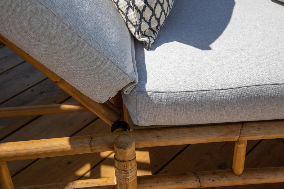 SONNENLIEGE 80/35/210 cm Bambus, Rattan  - Hellbraun/Creme, KONVENTIONELL, Holz/Textil (80/35/210cm) - Gardenson
