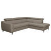 ECKSOFA in Lederlook Echtleder Taupe  - Taupe/Chromfarben, Design, Leder/Textil (245/208cm) - Livetastic
