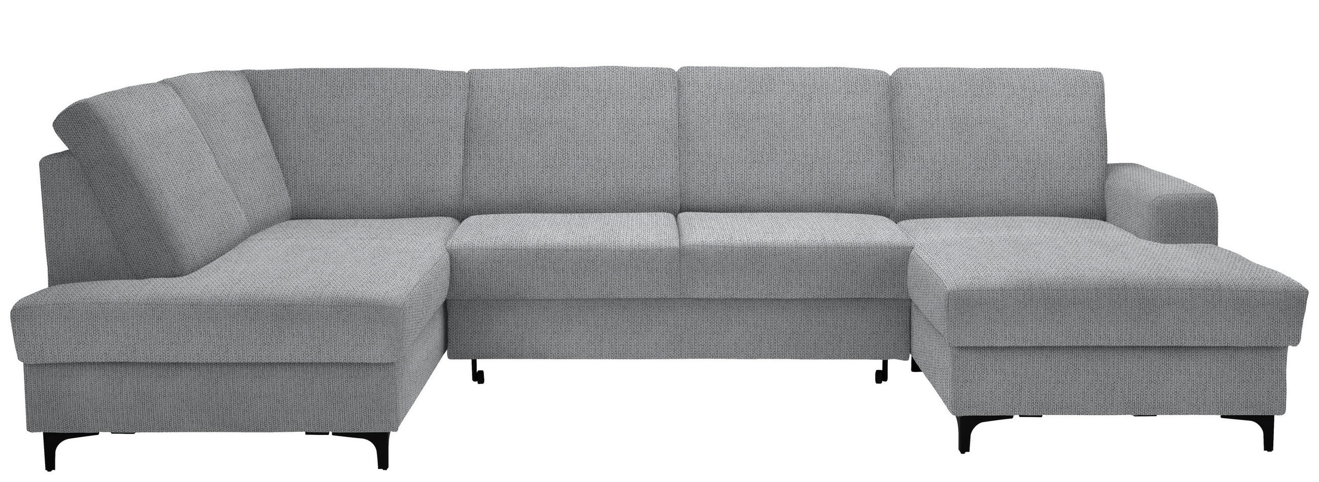 WOHNLANDSCHAFT in Webstoff Silberfarben  - Silberfarben/Schwarz, KONVENTIONELL, Textil/Metall (185/317/167cm) - Stylife