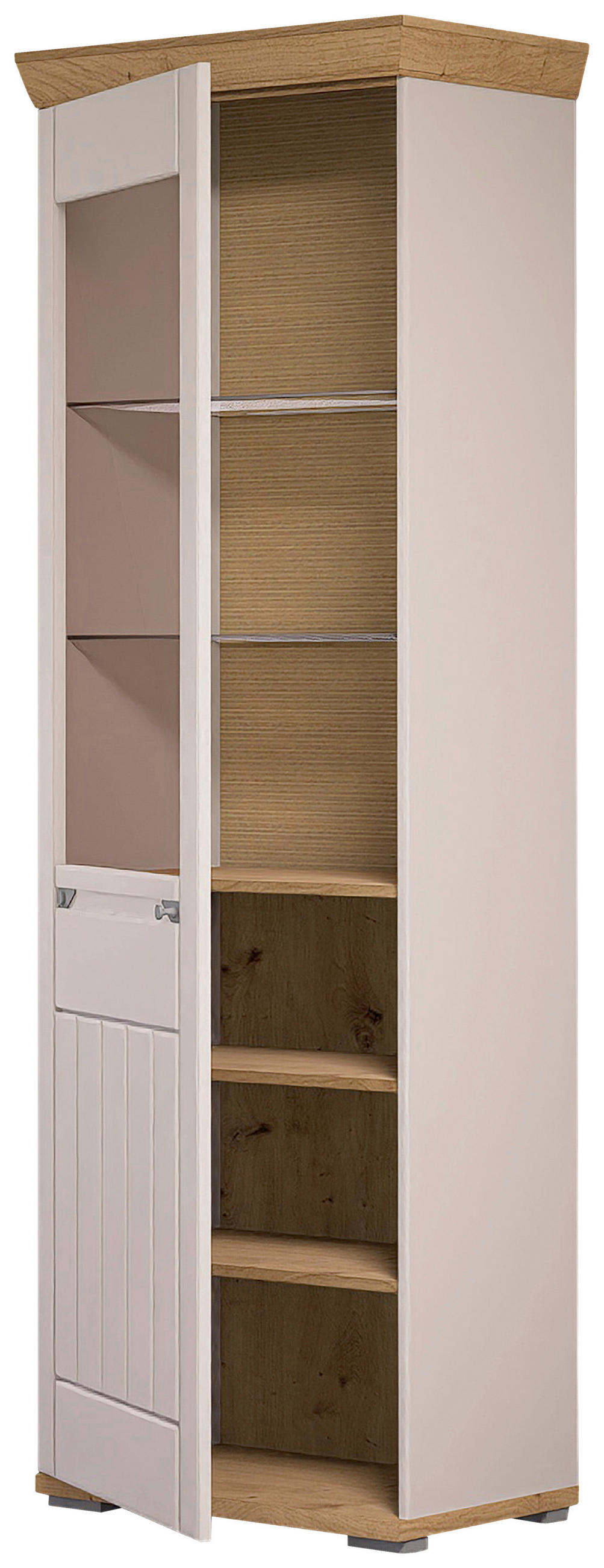 VITRINE  in Kaschmir, Eiche Artisan  - Kaschmir/Eiche Artisan, ROMANTIK / LANDHAUS, Glas/Holzwerkstoff (70/208/45cm) - Landscape