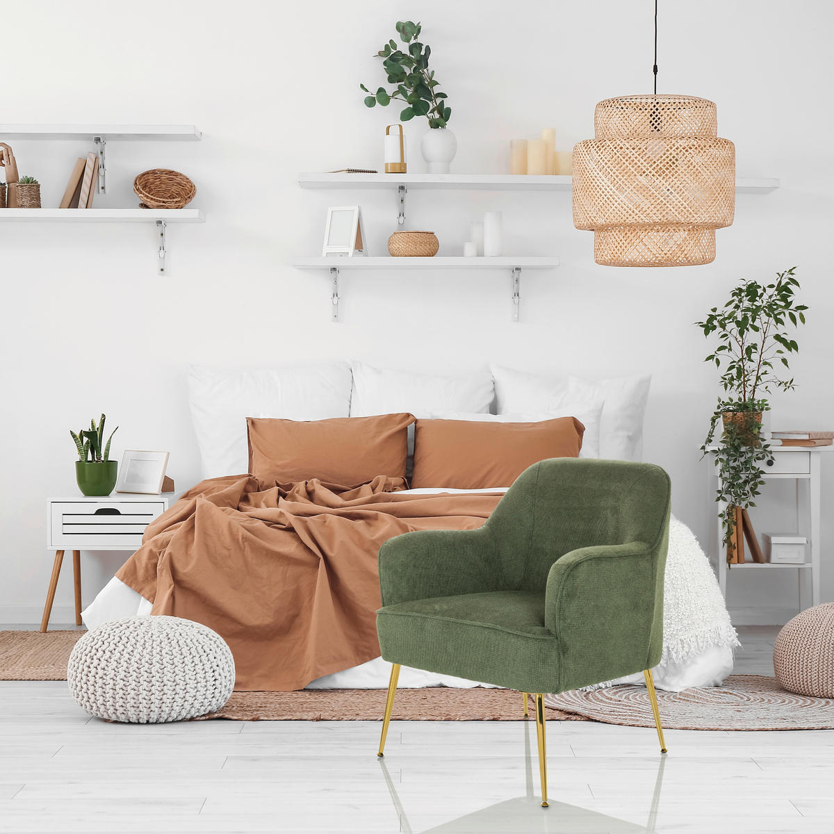 LOUNGEFÅTÖLJ  - grön, Modern, metall/textil (70/82/66cm) - MID.YOU