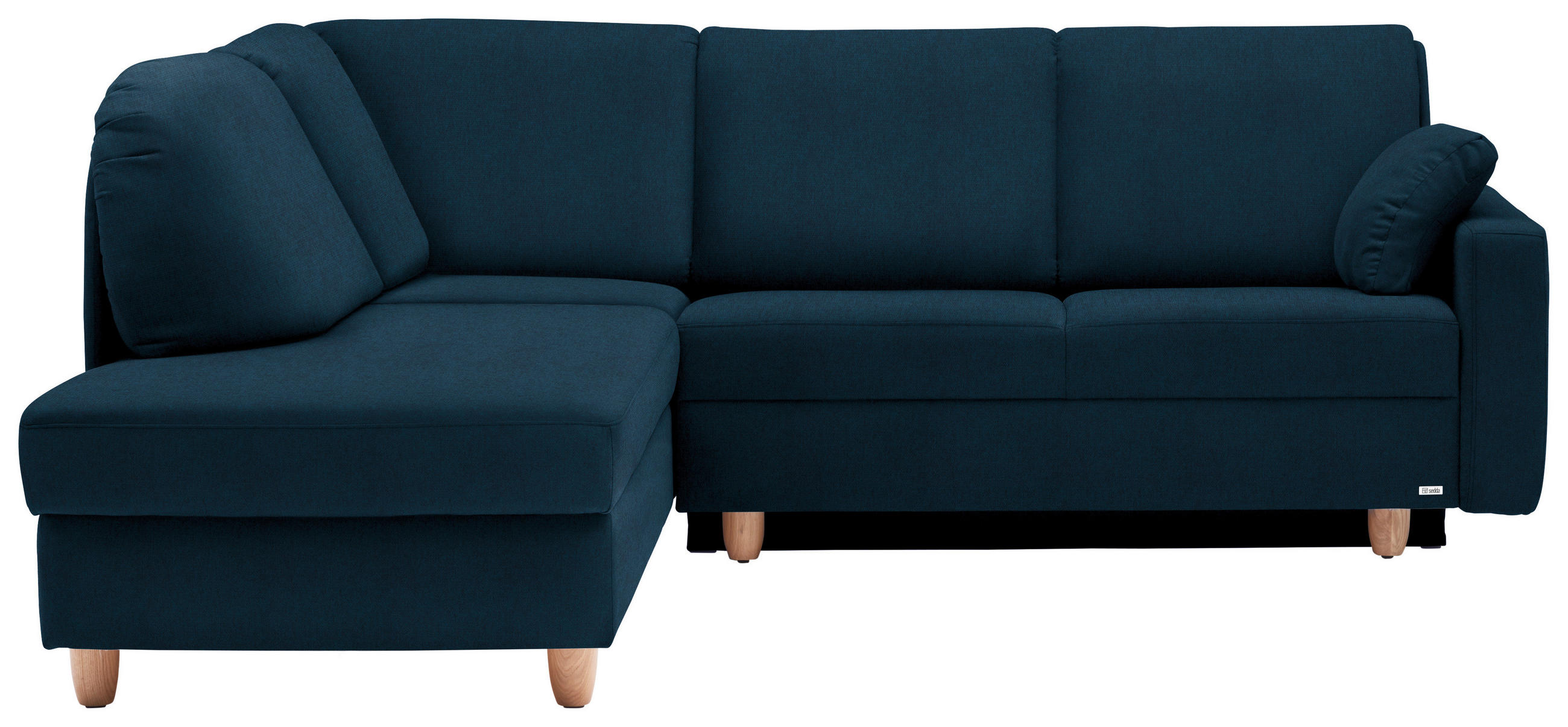 ECKSOFA in Flachgewebe Dunkelblau  208/227 cm  - Eichefarben/Rot, KONVENTIONELL, Holz/Textil (208/227cm) - Sedda